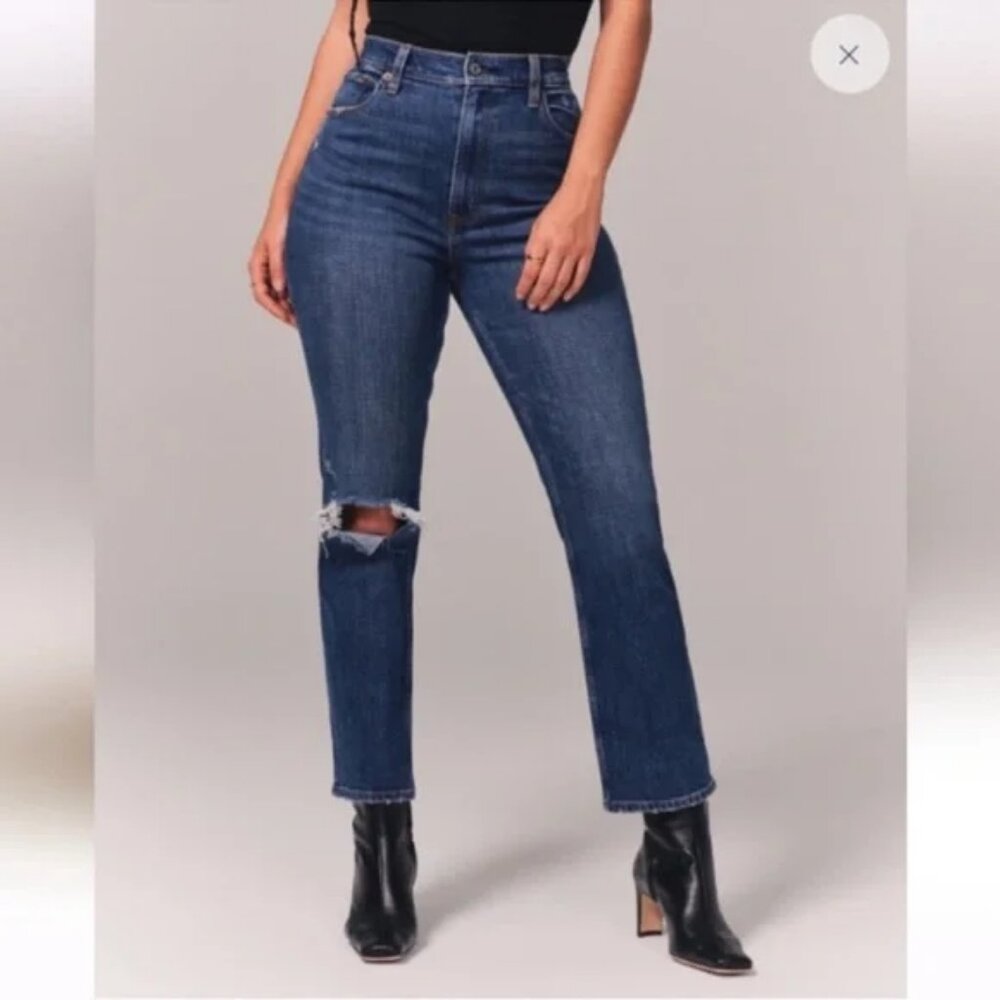 ABERCROMBIE & FITCH The Ankle Straight Ultra High Rise Distressed Jeans Size 26